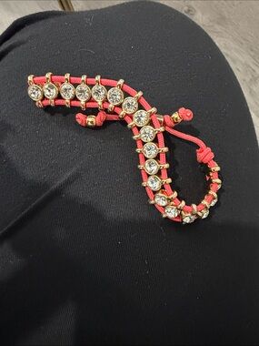 Juicy Couture Red Cord Bracelet with Gold and Clear Crystals